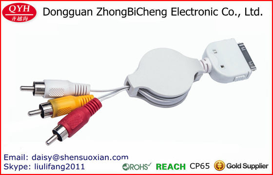 For Stereo Devices Retractable 30-Pin To 3rca Audio Cable